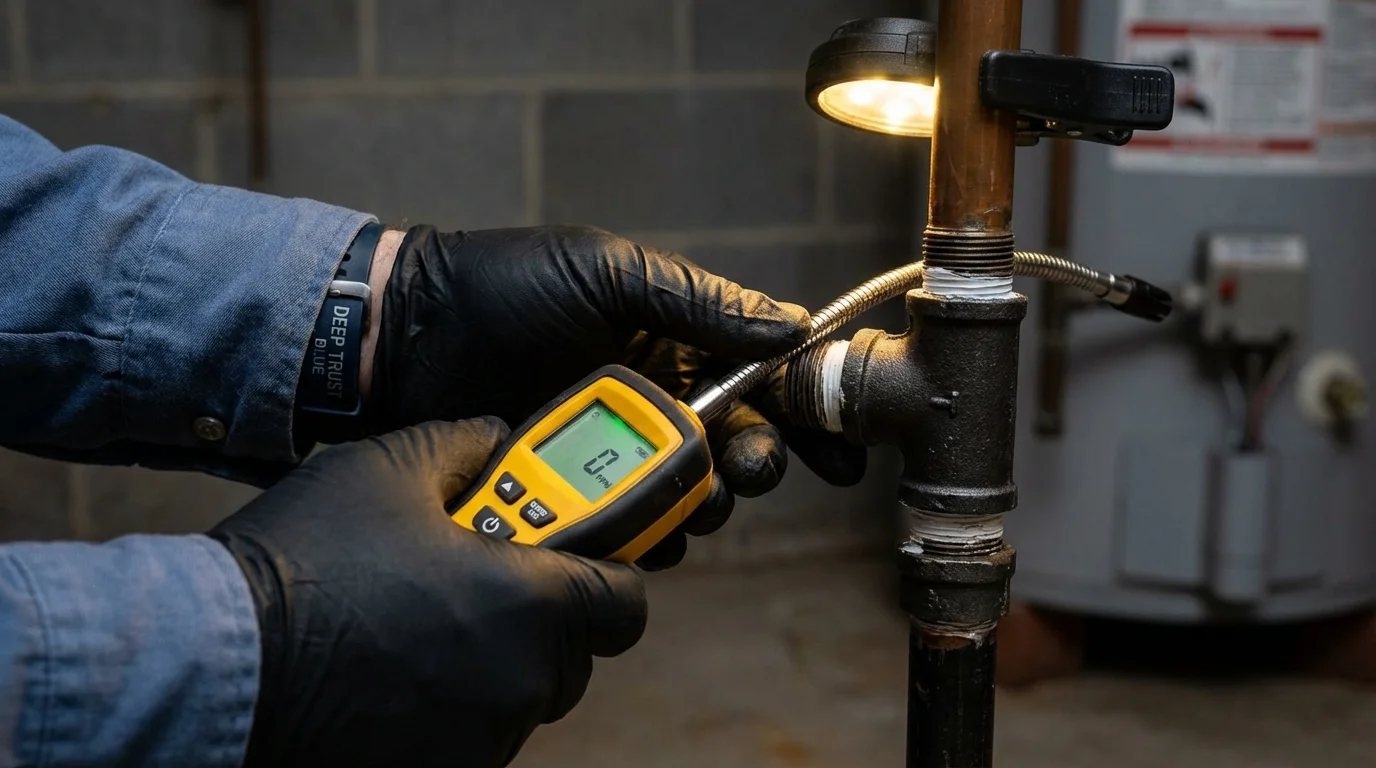 Gas leak detection with electronic sniffer by Johns Plumbing LLC in Pinckney