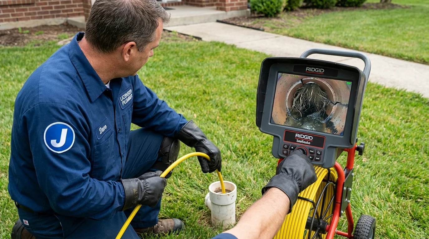 Sewer camera inspection being performed by Johns Plumbing LLC in Pinckney
