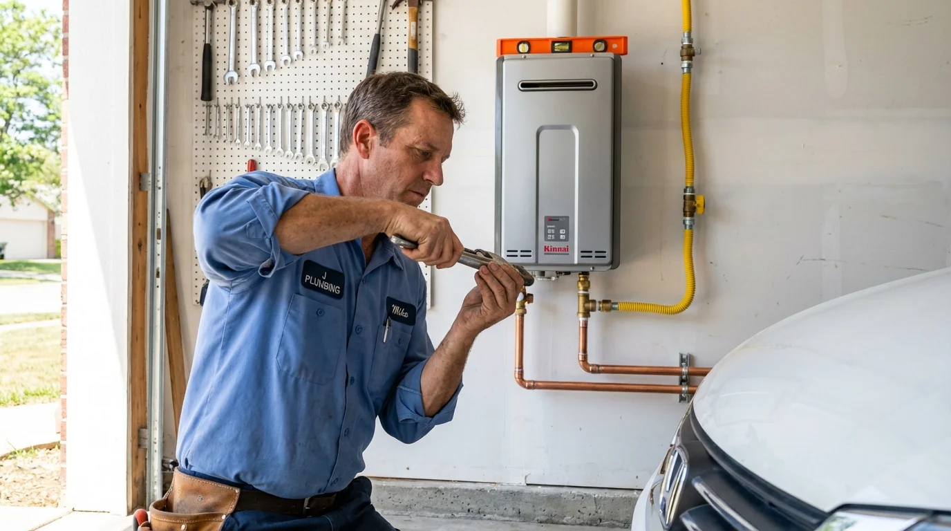 Tankless water heater installation by a Johns Plumbing LLC plumber in Pinckney
